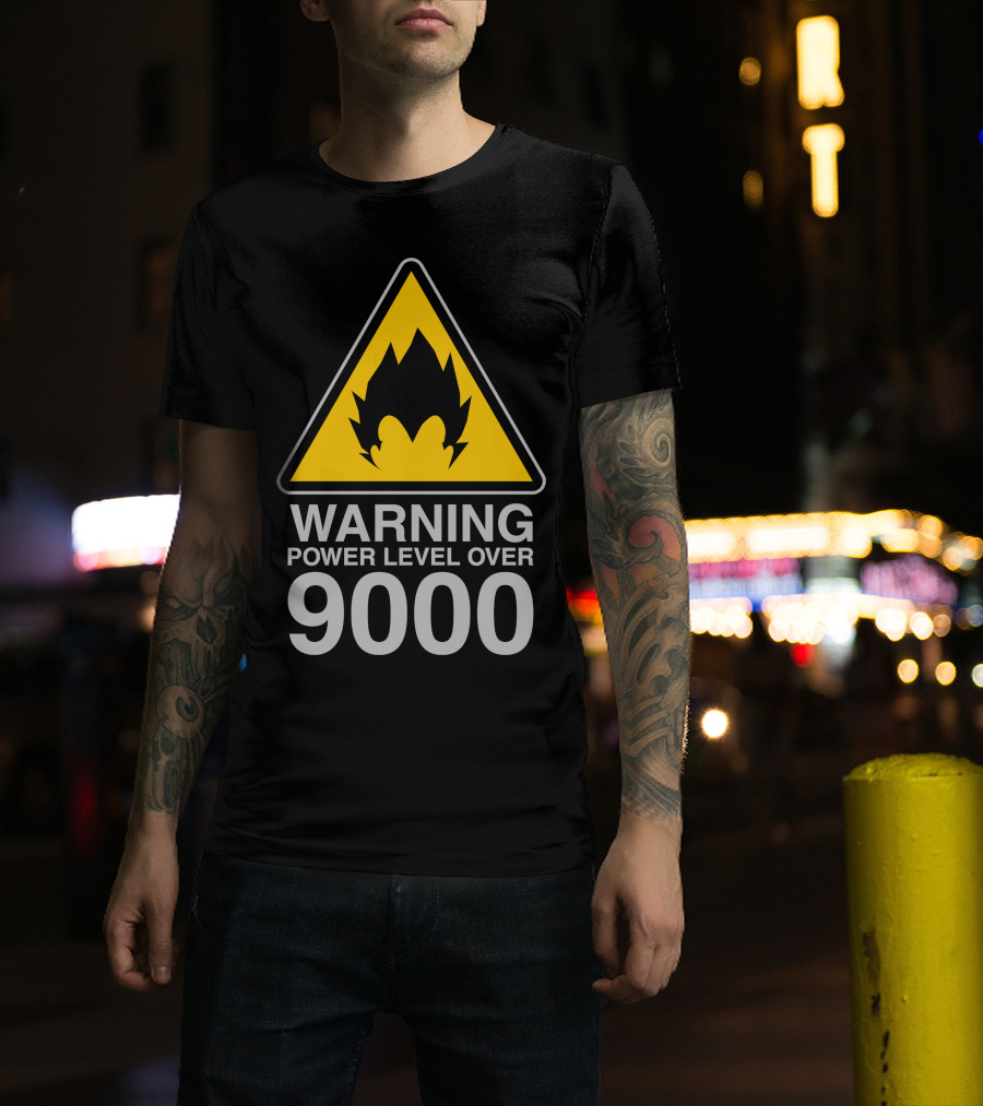 WARNING POWER LEVEL OVER 9000 Vegeta Silhouette Triangle T-Shirt