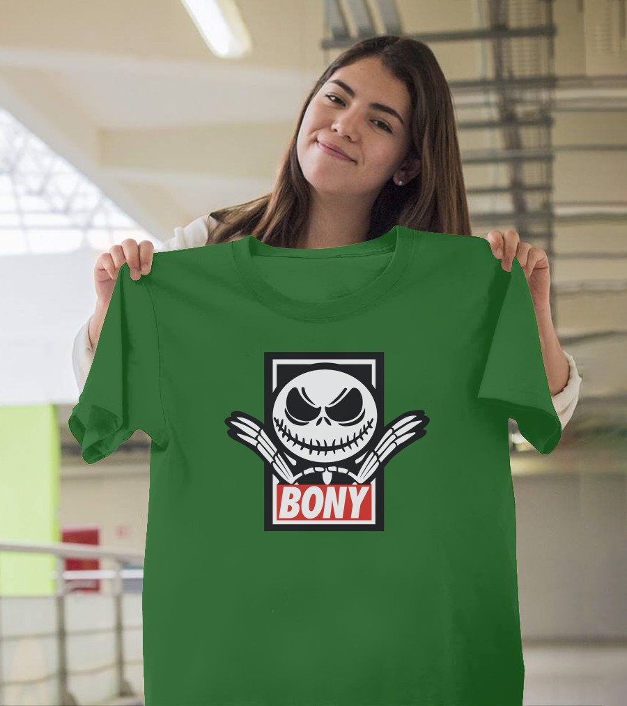 Bony Jack Skellington Style Icon with Crossed Bones T-Shirt