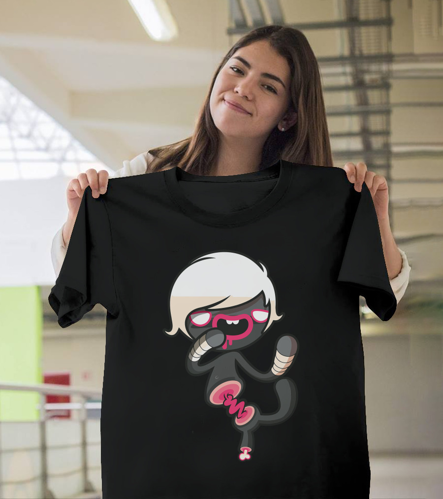 Boxing Dead Zombie Character with Blond Hair and Cartoon T-Shirt
