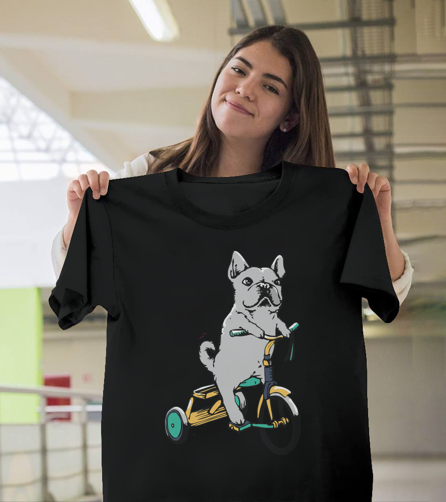 Frenchie Ride Dog on Tricycle T-Shirt