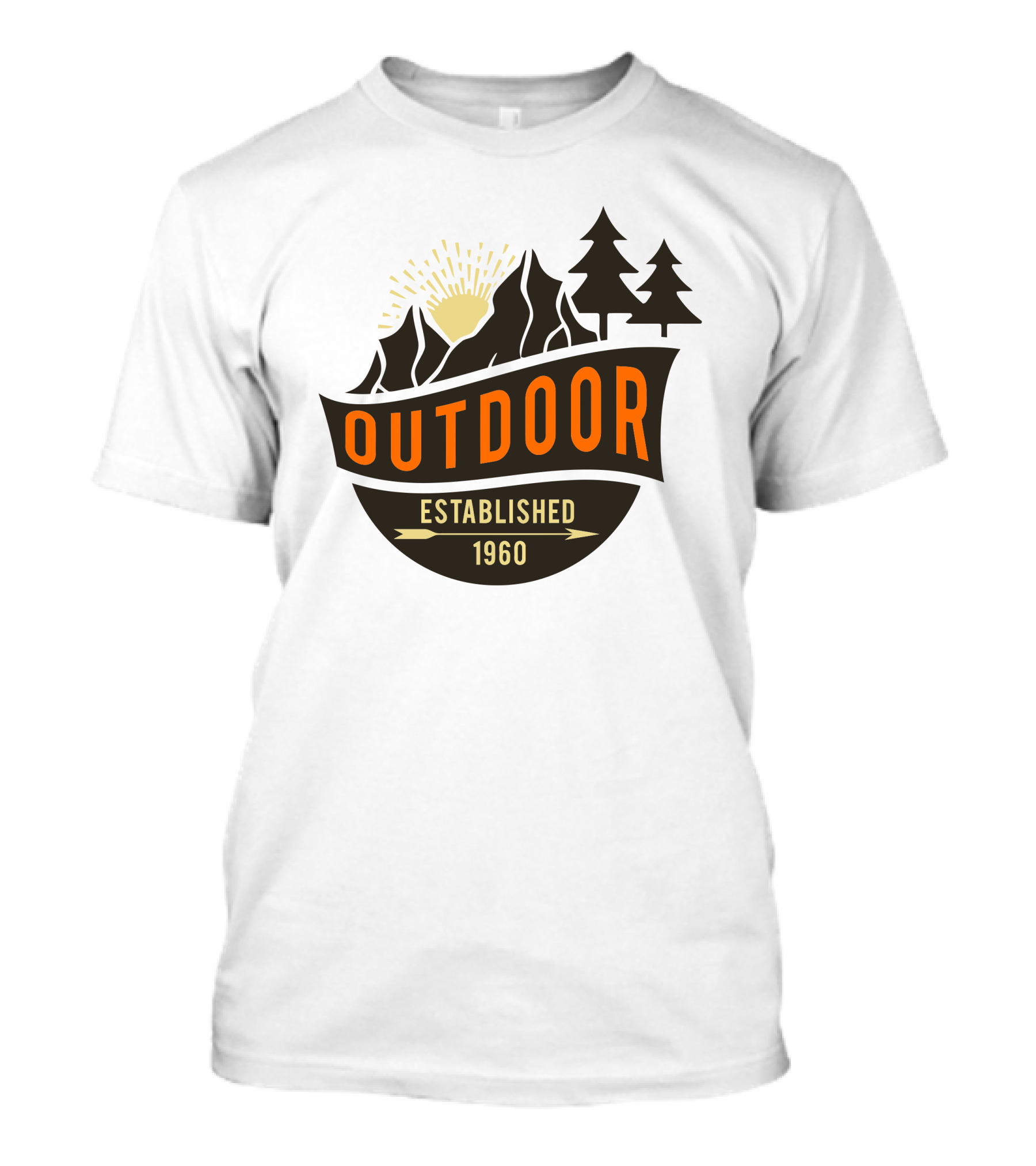 Outdoor Established 1960 Camp Sunburst Mountain Trees T-Shirt