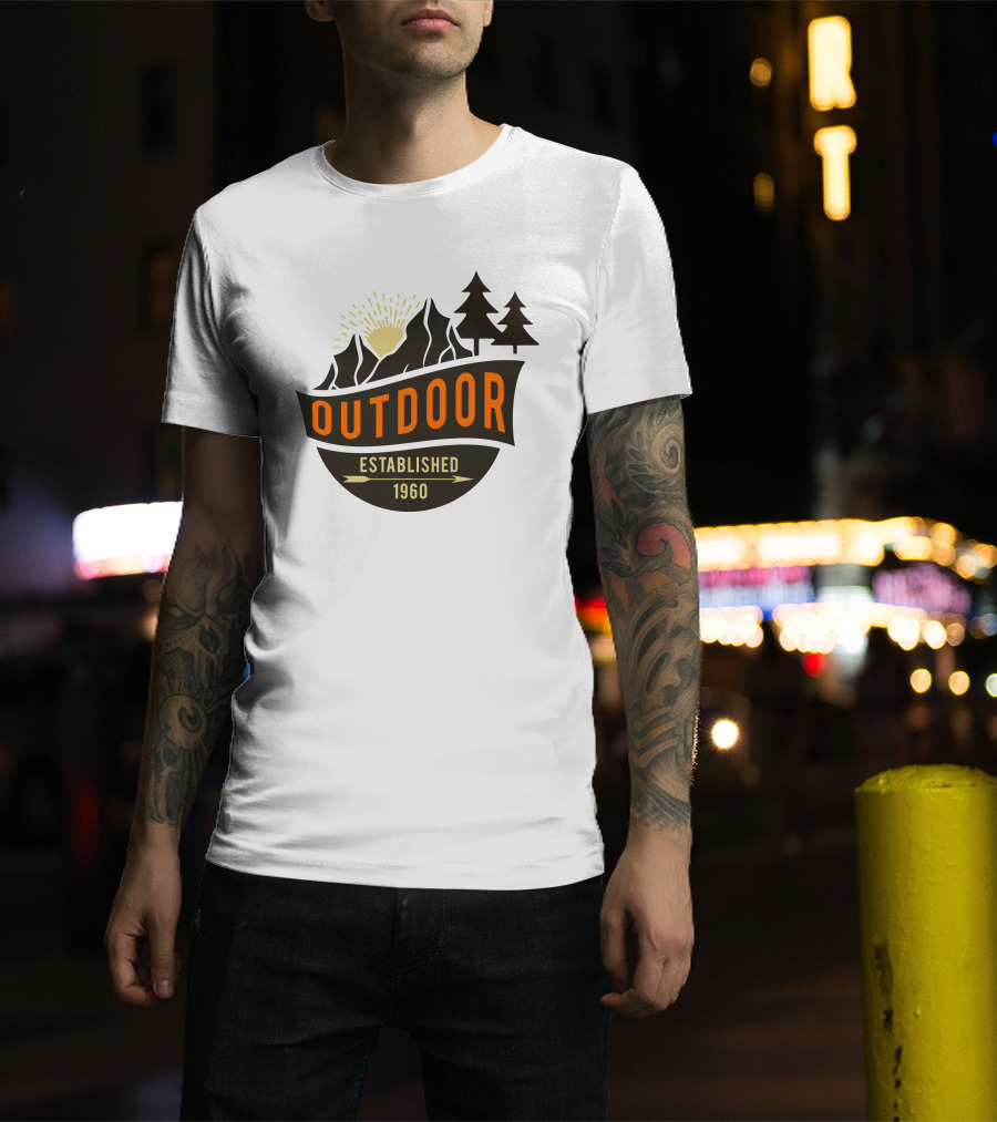 Outdoor Established 1960 Camp Sunburst Mountain Trees T-Shirt