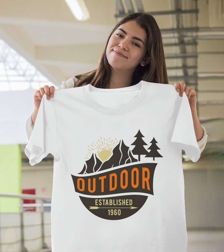 Outdoor Established 1960 Camp Sunburst Mountain Trees T-Shirt