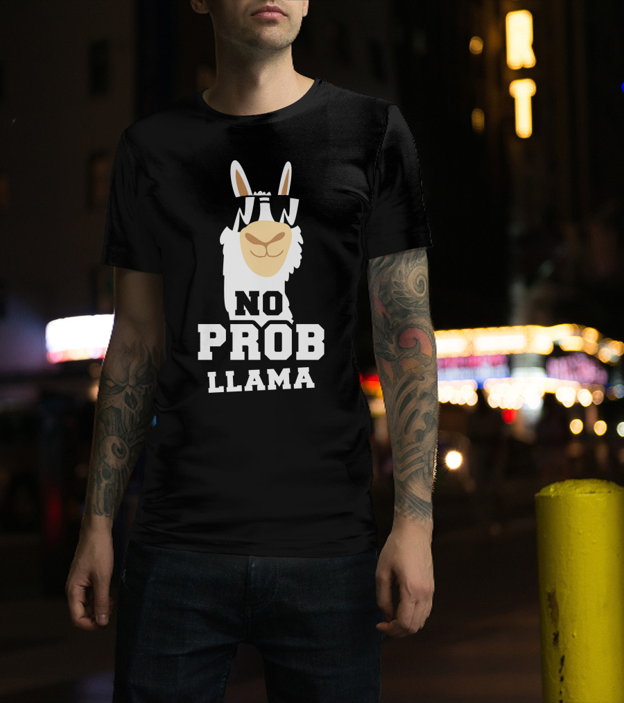No Probllama Cool Sunglasses Llama T-Shirt