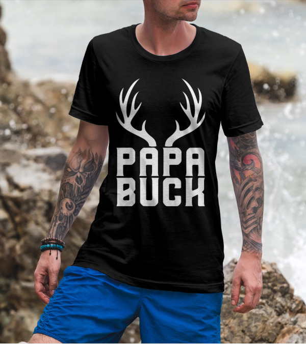 Papa Buck Antler Design For Dark T-Shirt