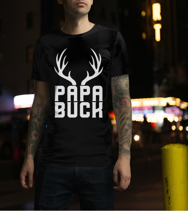 Papa Buck Antler Design For Dark T-Shirt