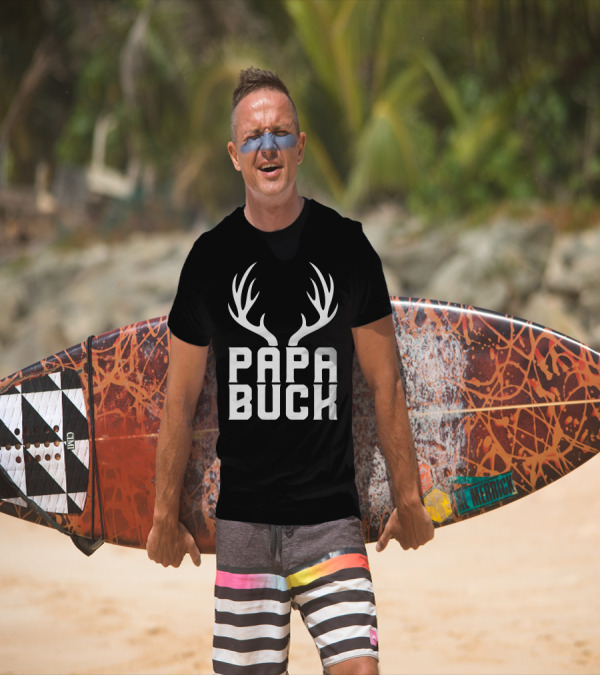 Papa Buck Antler Design For Dark T-Shirt