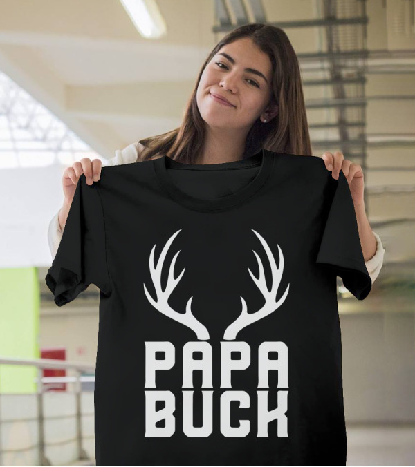 Papa Buck Antler Design For Dark T-Shirt