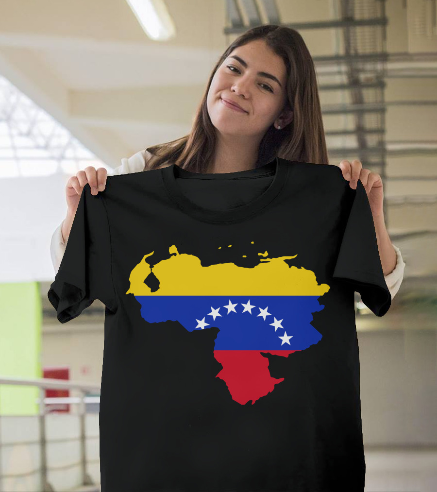 Venezuela Map with Flag Colors and Stars T-Shirt