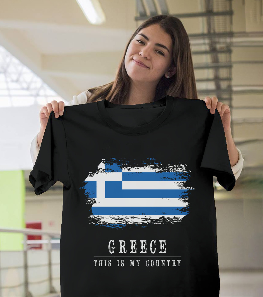 Greece This Is My Country Greek Flag Brushstroke T-Shirt