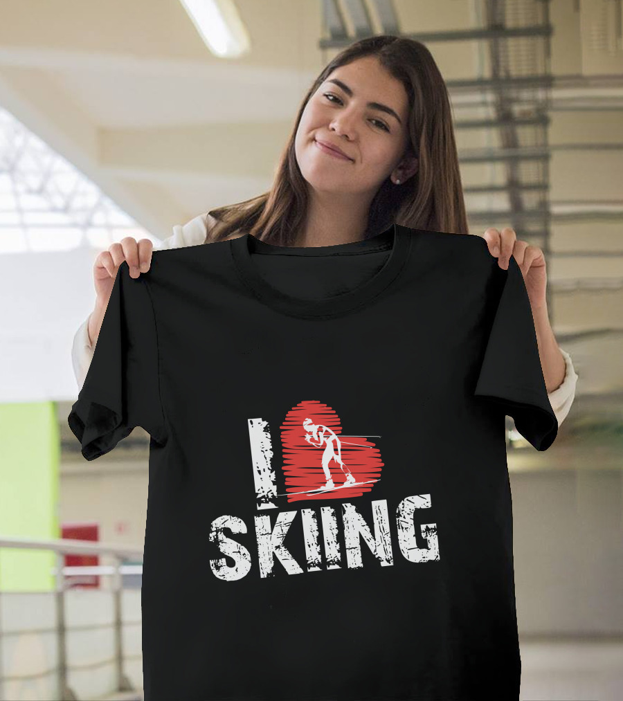 I Love Skiing Red Heart Skiier T-Shirt