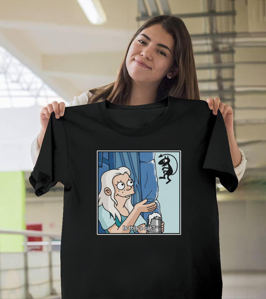 Is This A Cat Curious Woman with Creature and Drink T-Shirt