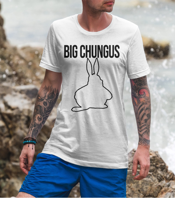 Big Chungus Meme Silhouette Bunny Outline T-Shirt