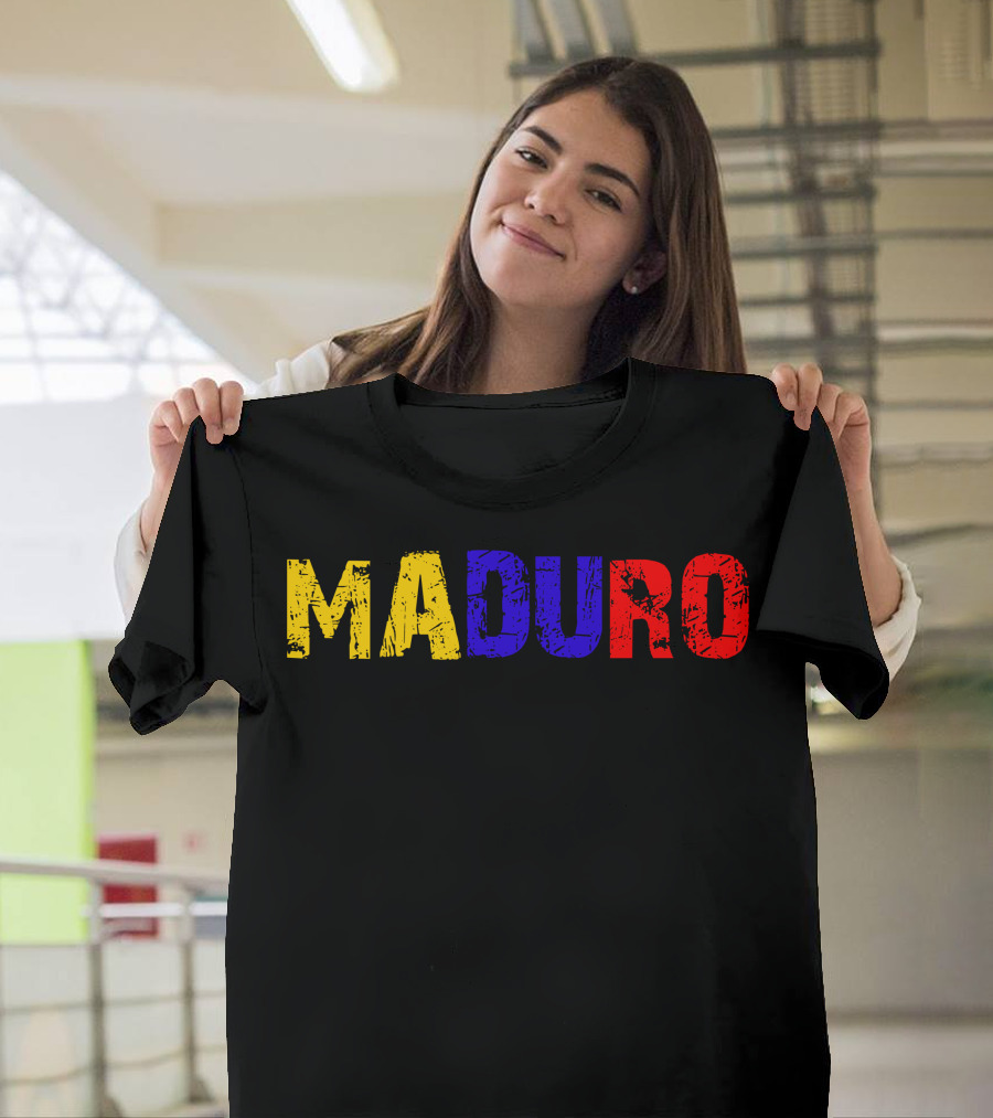 Maduro Yellow Blue Red Text with Rough Texture T-Shirt