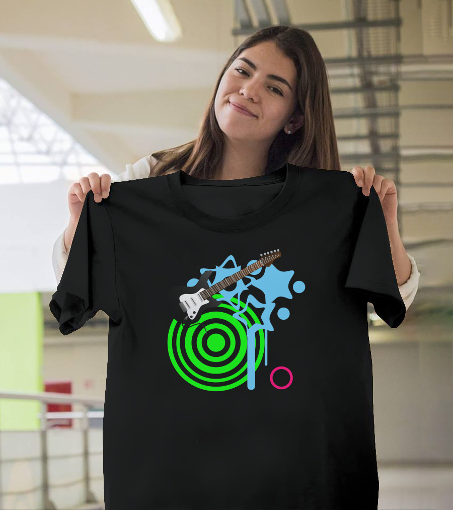 Guitar Music Vibrant Abstract Circles and Splashes T-Shirt