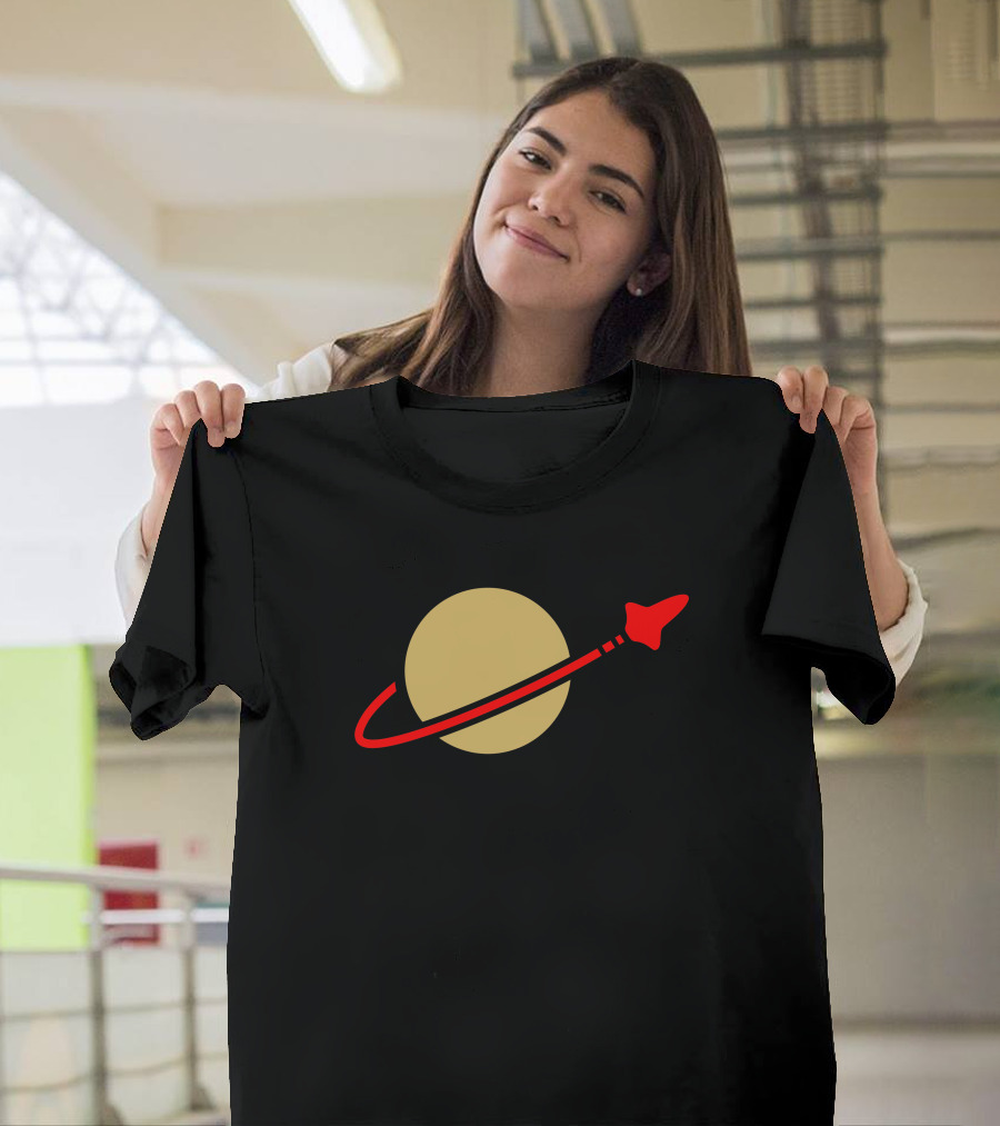 Retro Lego Space Classic Emblem with Red Planet and Rocket T-Shirt