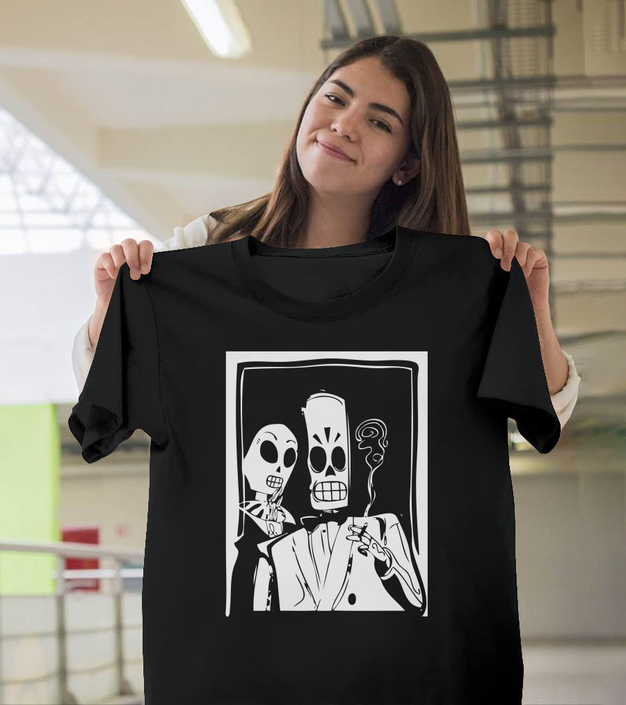 Grim Fandango Manny Calavera and Glottis Art Deco T-Shirt
