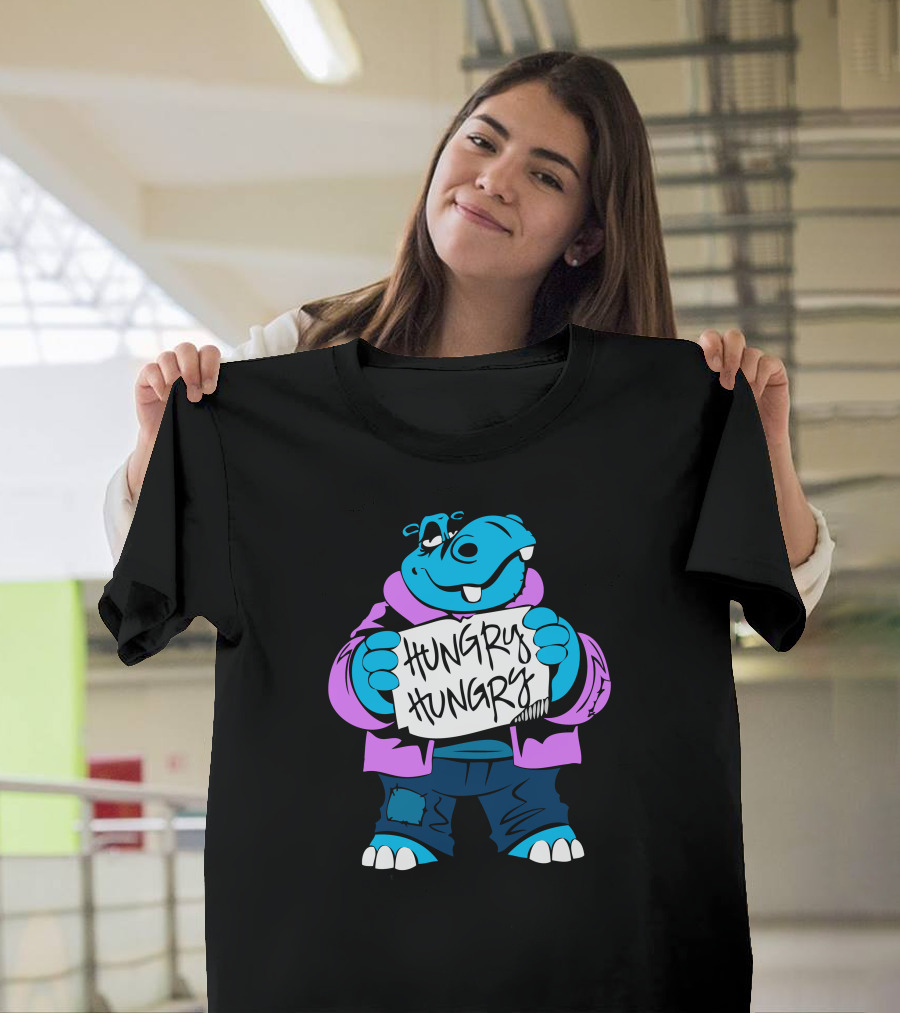 Hungry Hungry Hippo Purple Jacket Eyepatch Sign T-Shirt