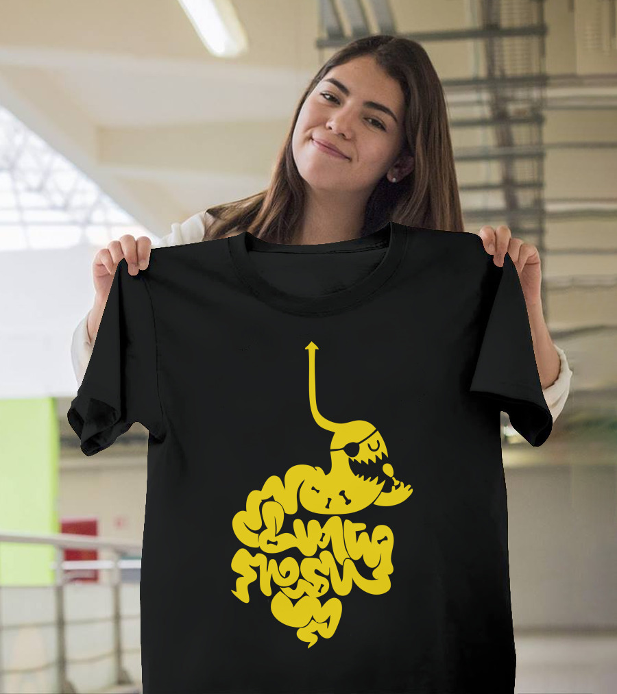 Linty Fresh Monster Graphic with Yellow Horned Creature T-Shirt