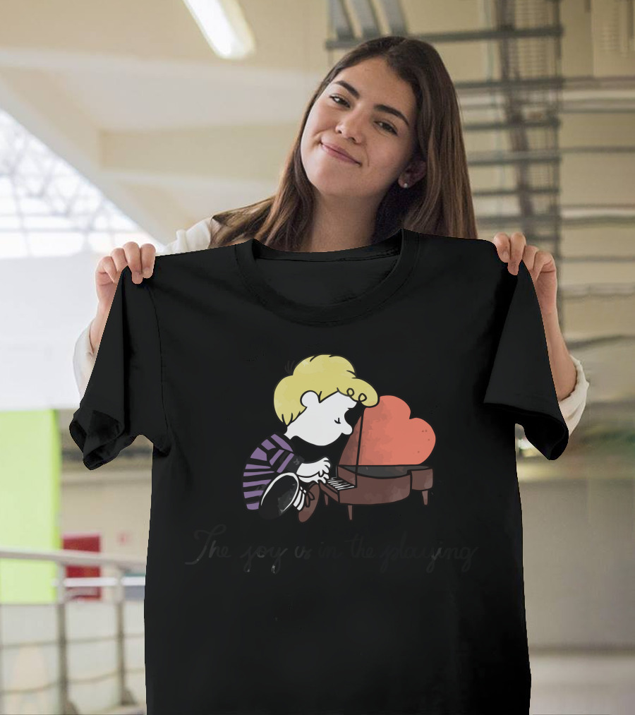 The Joy Is In The Playing Piano with Heart-Shaped Background T-Shirt