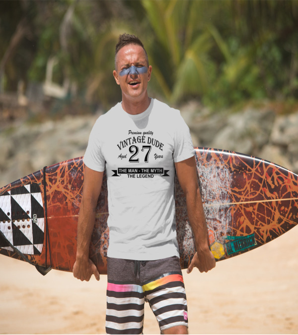 Premium Quality Vintage Dude Aged 27 Years The Man The Myth The Legend T-Shirt