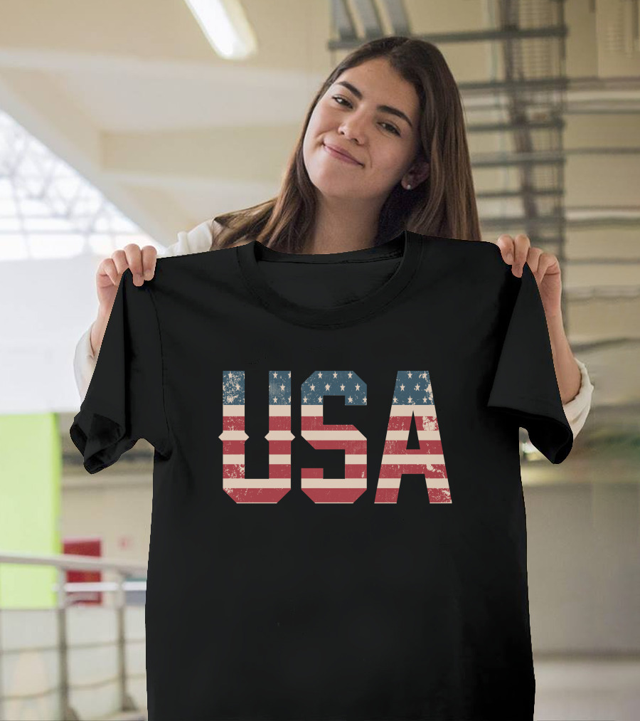 USA Flag Stars and Stripes Vintage America T-Shirt