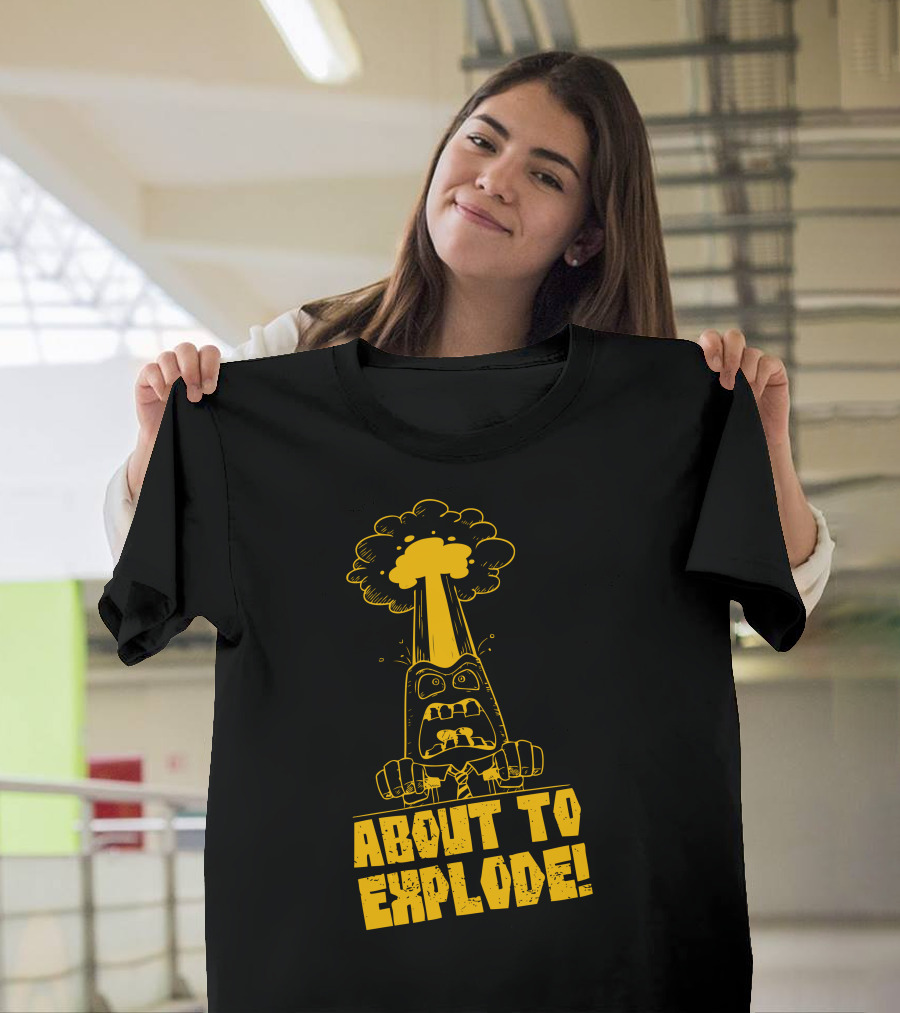 About To Explode Angry Cartoon Character with Mushroom Cloud Explosion T-Shirt
