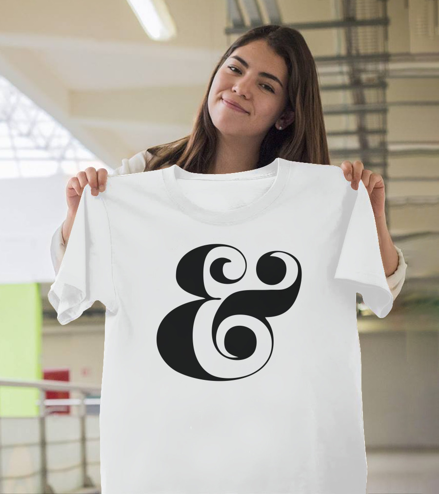 Ampersand Bold Swirl Dark Typography T-Shirt