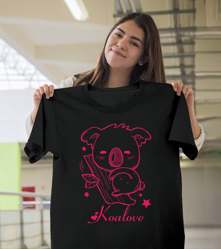Koalove Cute Koala Hugging Stars and Leaves T-Shirt
