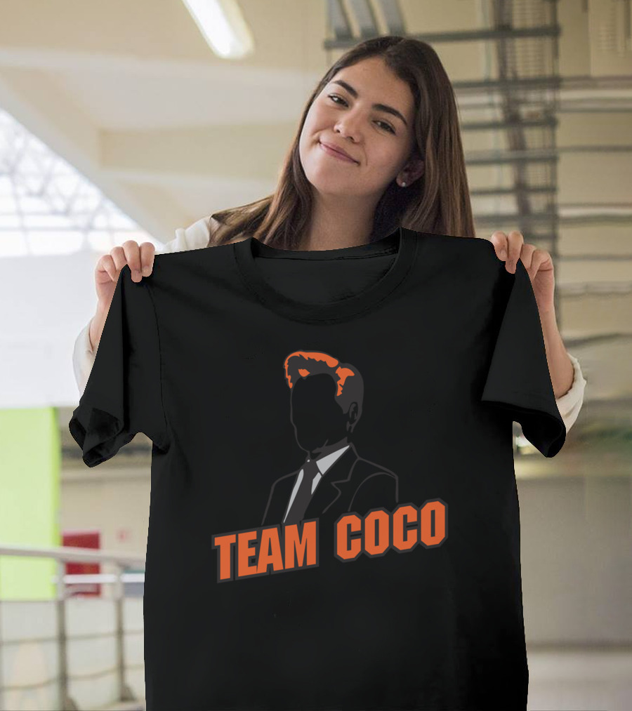 Team Coco Silhouette with Iconic Orange Hair and Suit T-Shirt