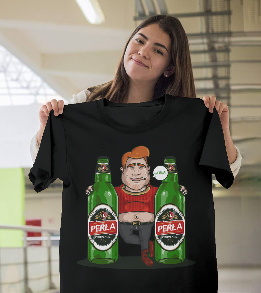 Mikos Perła Chmielowa Pils Character with Beer Bottles T-Shirt