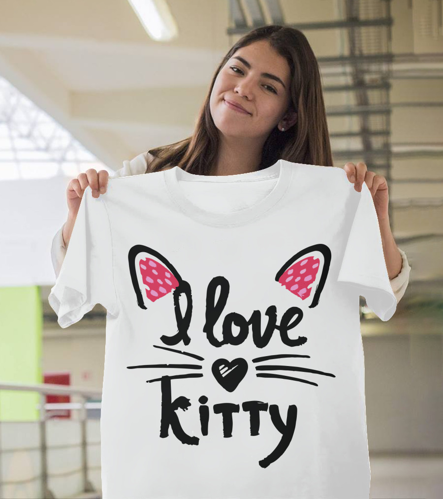 I Love Kitty Ears Heart Whiskers T-Shirt