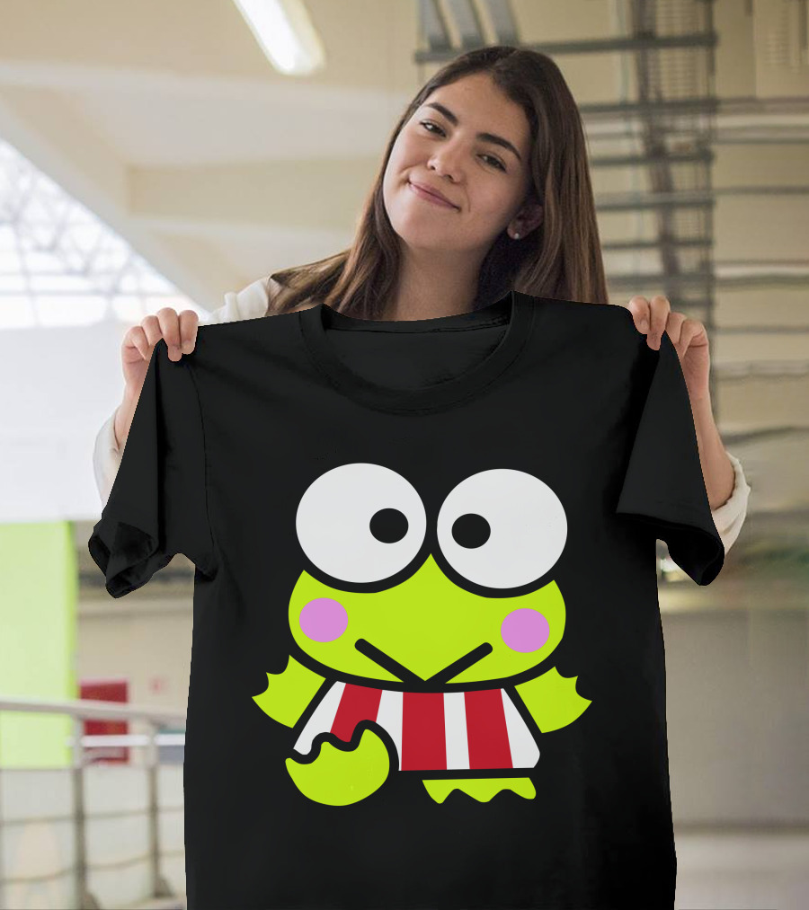 Keroppi Frog Character in Red and White Striped T-Shirt