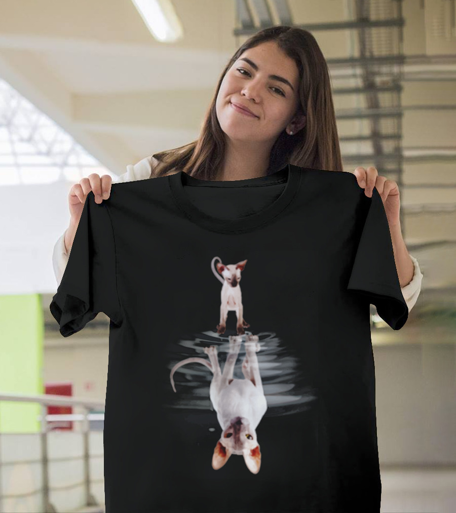 Peterbald Cat Reflection Ripples T-Shirt