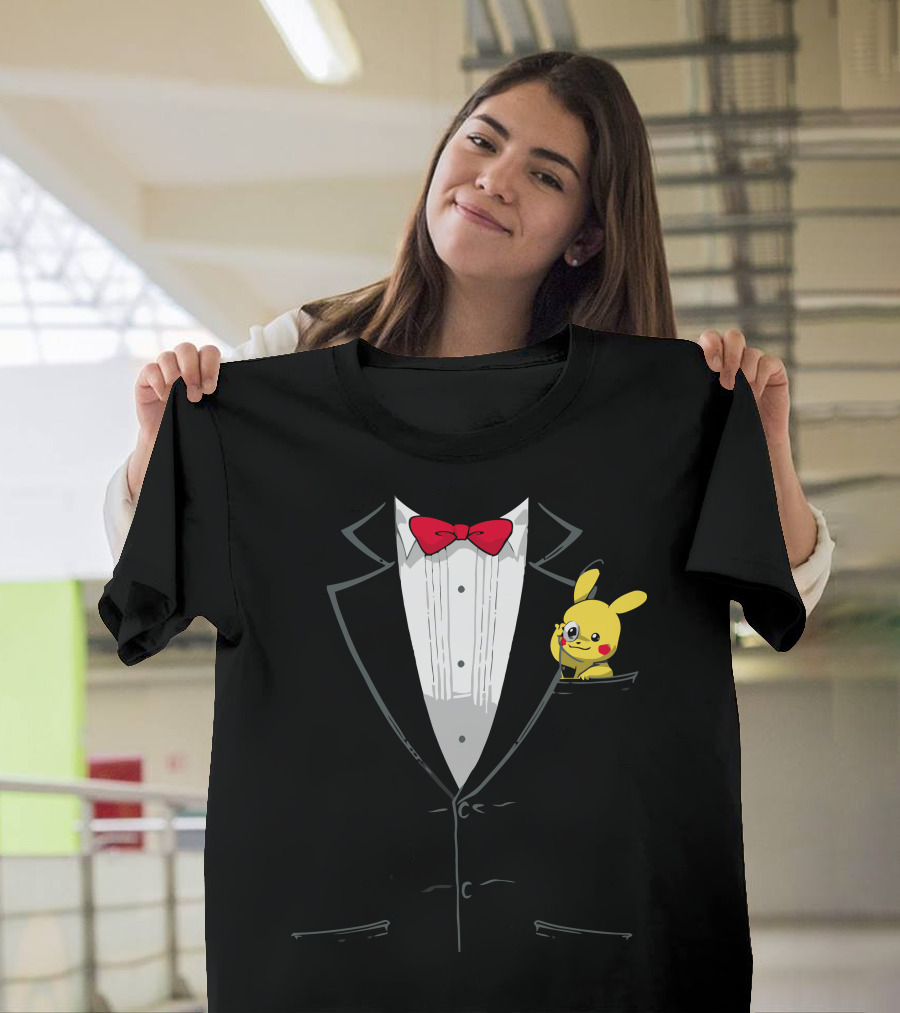 Pocket Posh Pikachu Tuxedo Bow Tie T-Shirt