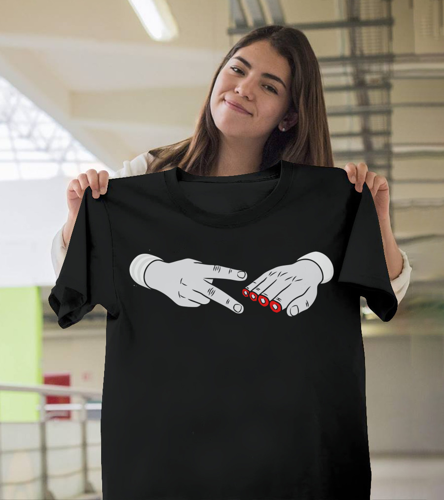 Sharpened Rock Paper Scissors Duel With Red Pencil Fingers T-Shirt