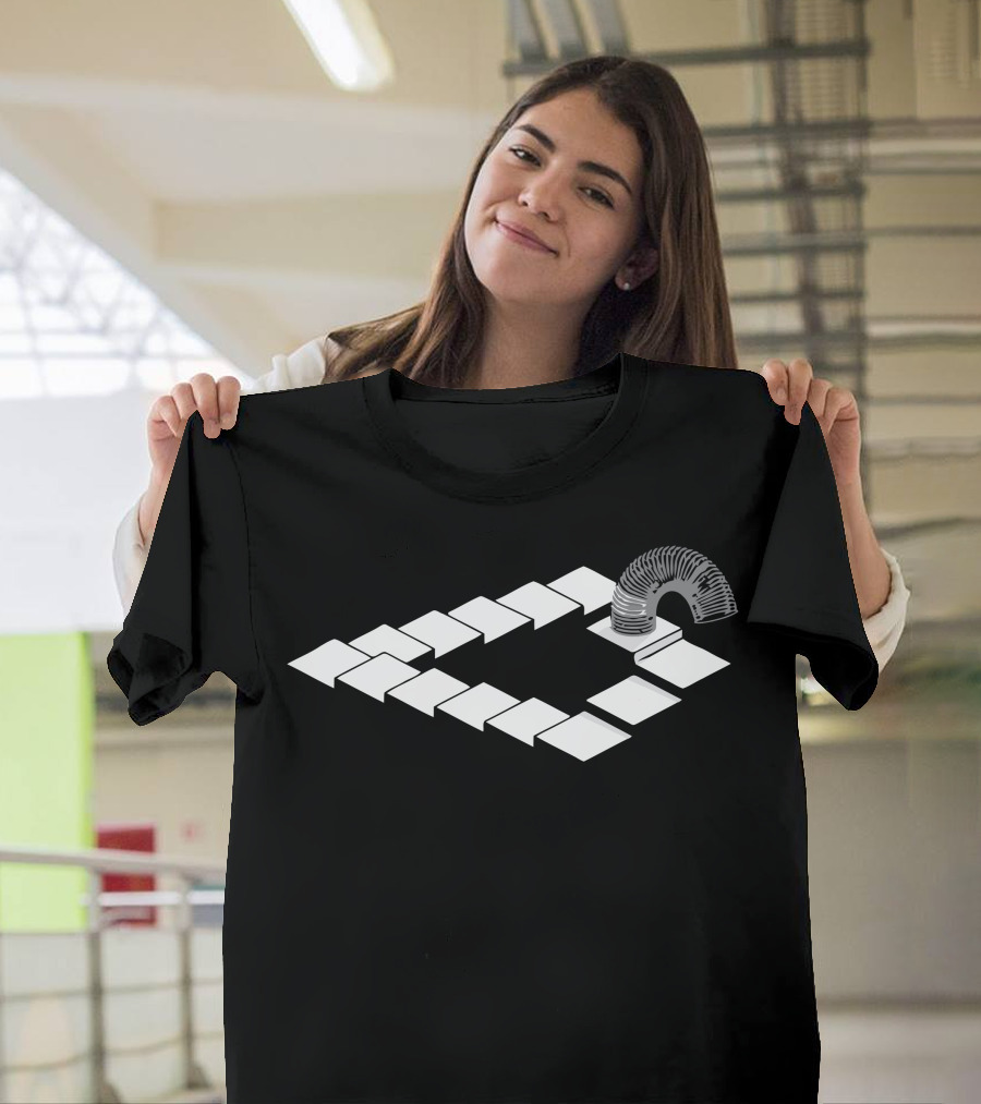 Slinky Heaven Ascending Stairs Optical Illusion T-Shirt