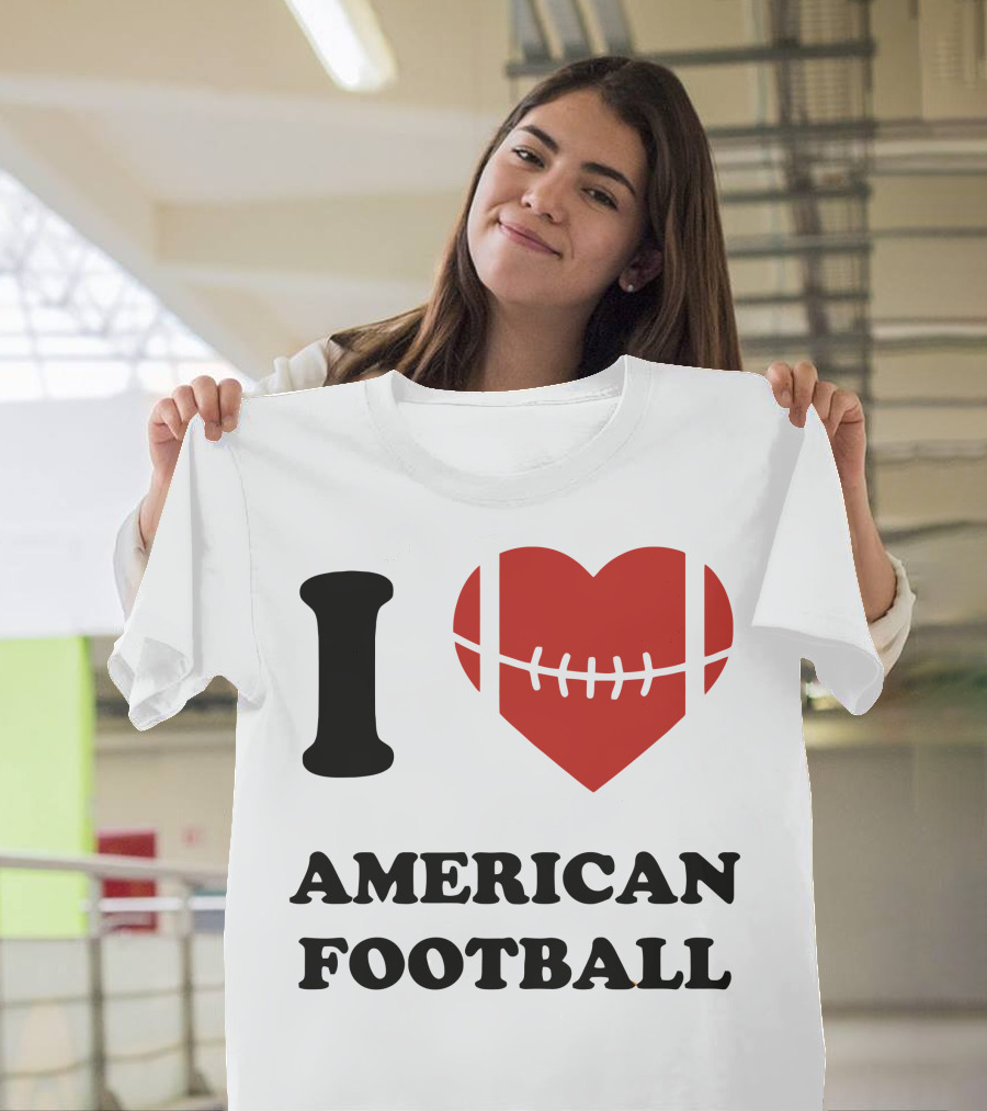 I Love American Football Heart Ball T-Shirt
