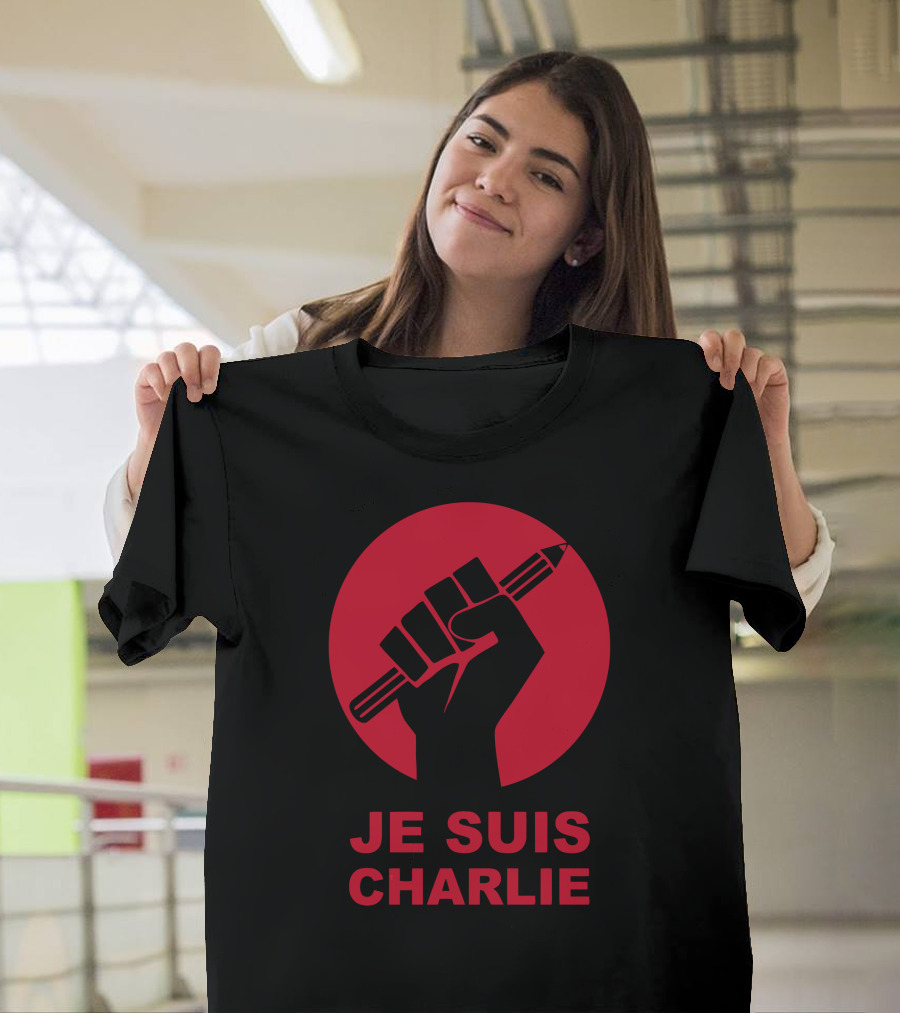 Je Suis Charlie Red Fist Raising Pencil Freedom Of Speech T-Shirt