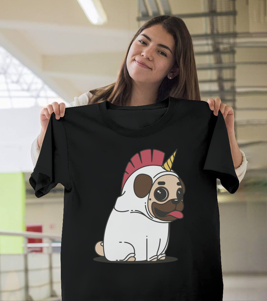 Pugcorn Unicorn Costume Fantasy Pug Dog T-Shirt
