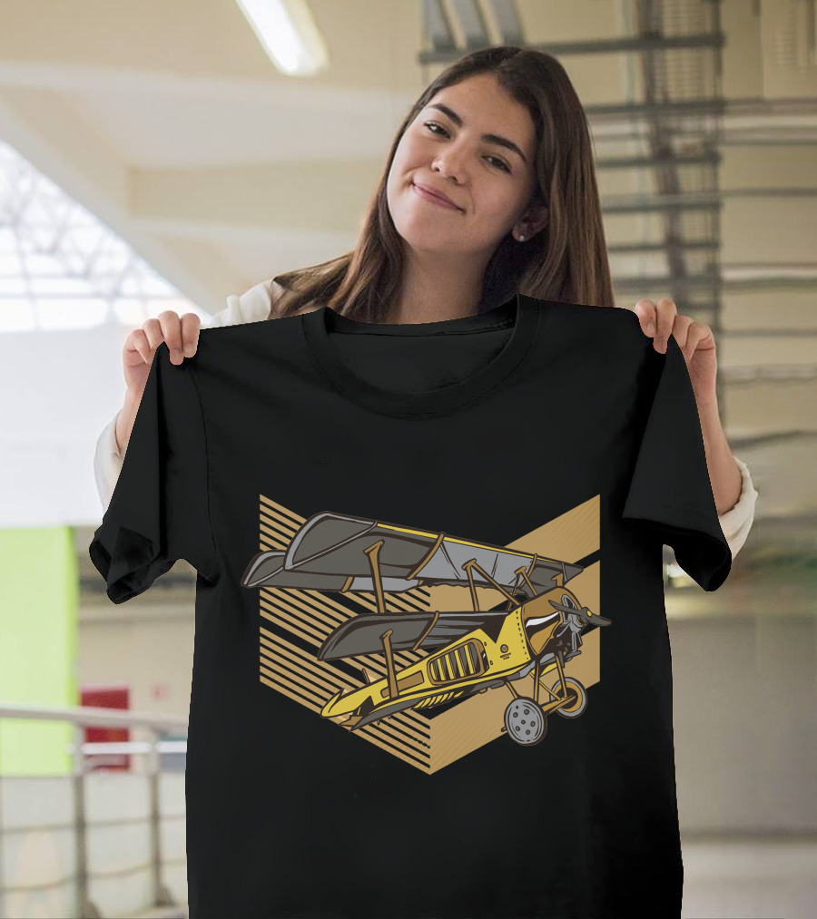Steampunk Biplane Vintage Aviation Vector T-Shirt