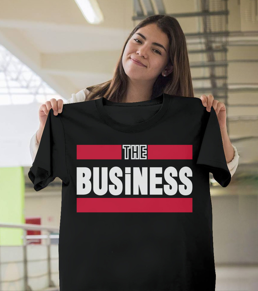 The Best Of The Business White Text on Black Background with Red Stripes T-Shirt
