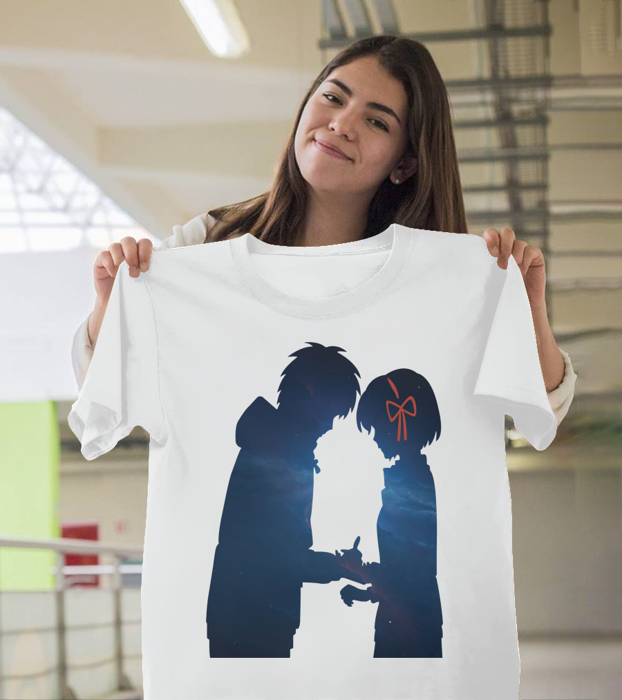Kimi No Nawa Your Name Silhouette Night Sky with Red T-Shirt