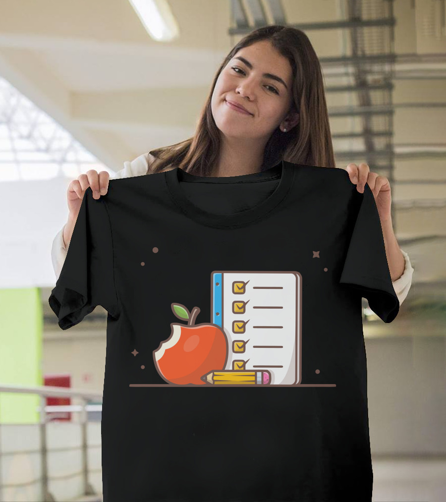 Apple Fruit Pencil and Checklist T-Shirt