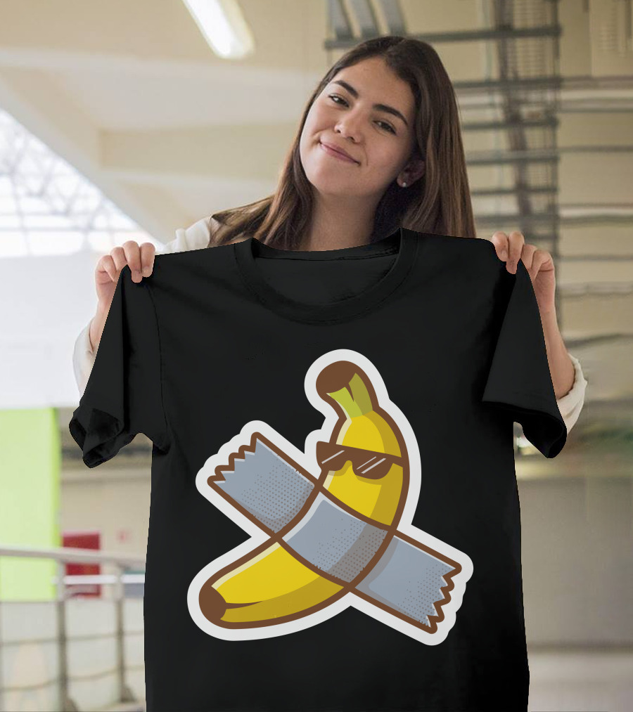 Banana with Sunglasses Duct-Taped Sticker T-Shirt