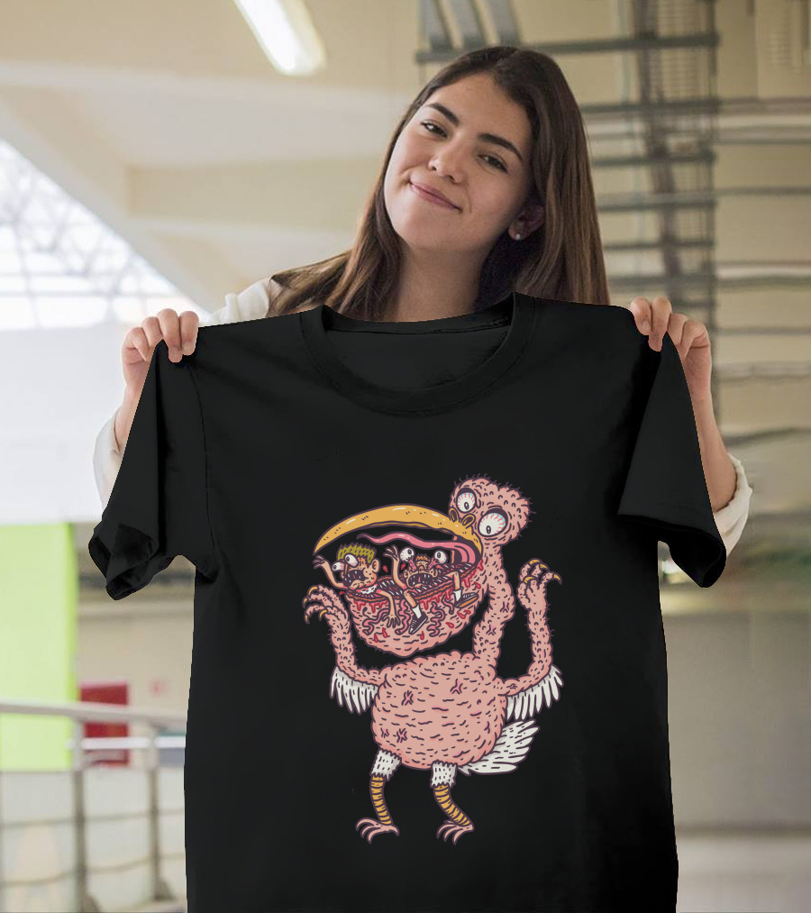 Birdmonster Grotesque Creature with Exaggerated Beak and Surreal Details T-Shirt