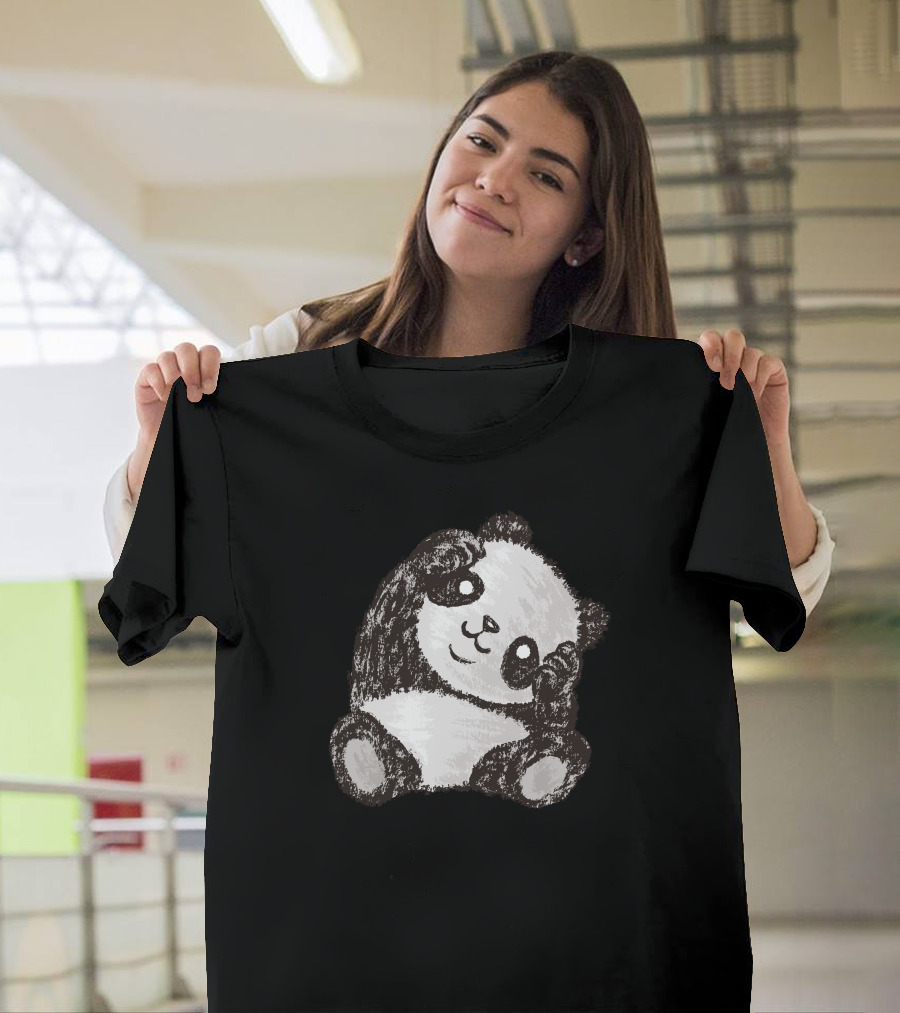Adorable Fluffy Cute Panda Sketch T-Shirt