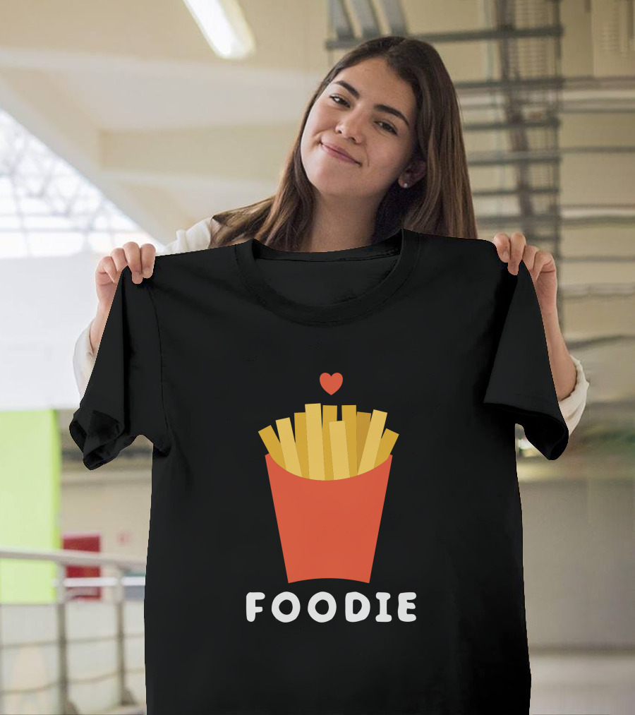 Flat Design Whimsical Cute Foodie Fries with Heart T-Shirt