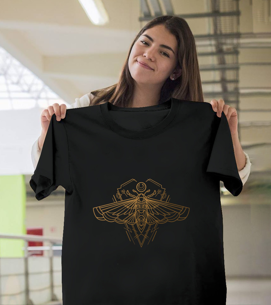 Golden Moth Symbolic Geometric T-Shirt
