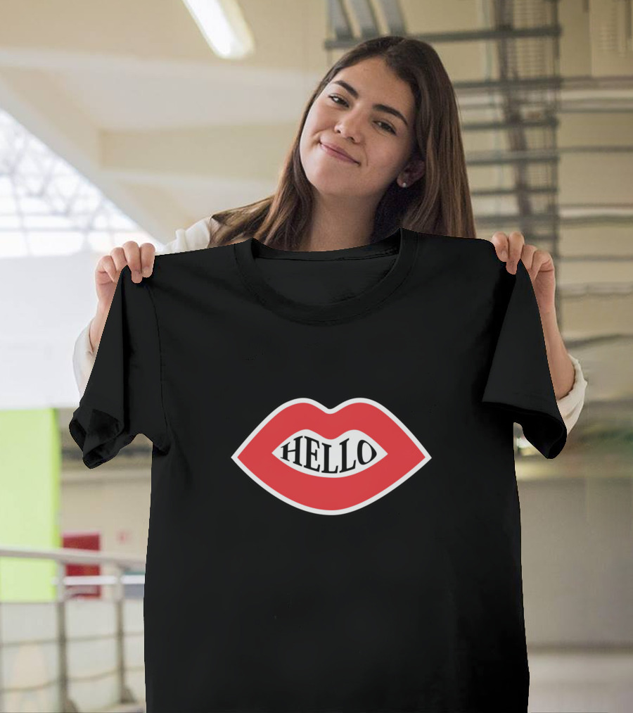Hello Lips Icon With Bold Red Outline T-Shirt